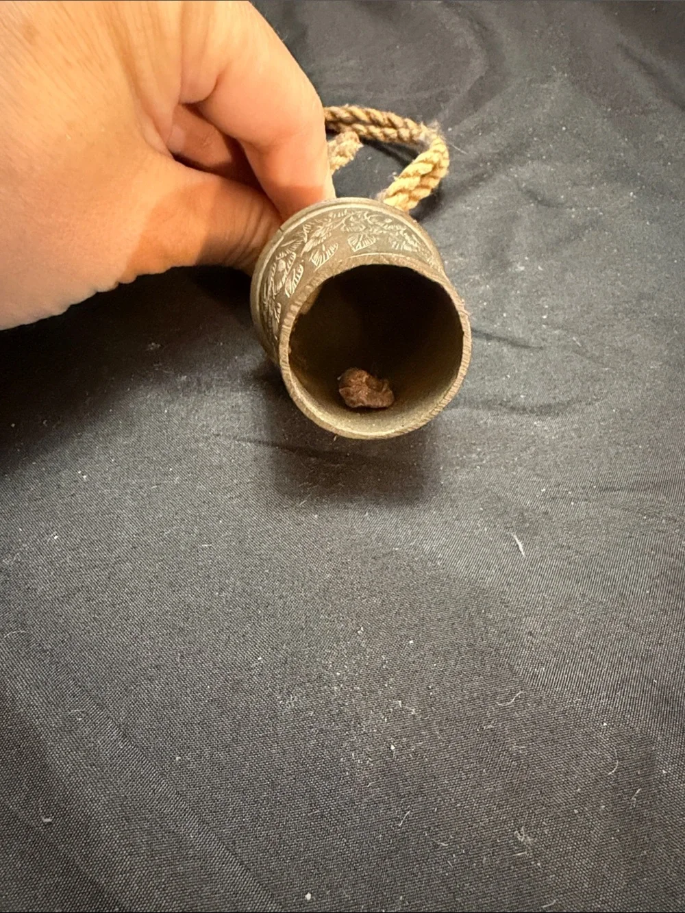 Vintage Late 1809s Brass Hanging Bells Trio with Floral Engraving
